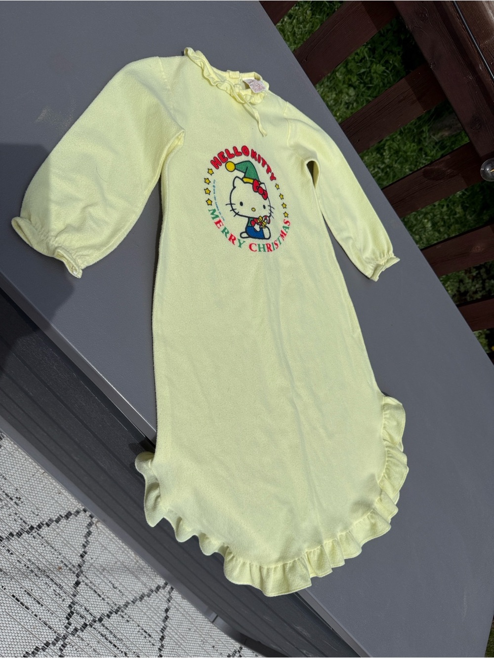 Vintage 1976-1981 Hello Kitty Yellow 'Merry Christmas' Kids Pajama Gown